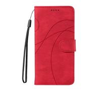 for Realme GT 6 Case, Flip Wallet Cover Soft Silicone PU Leather Shockproof TPU Bumper Arc Flower Book Protective Phone Holster for Realme GT 6 red