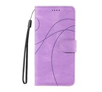 for Realme GT 6 Case, Premium PU Leather Kickstand Feature Shockproof Flip Arc Flower Wallet Book Phone Case Protective Cover with Card Holder for Realme GT 6 purple