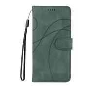 for Realme GT 6 Case, Premium PU Leather Kickstand Feature Shockproof Flip Arc Flower Wallet Book Phone Case Protective Cover with Card Holder for Realme GT 6 green