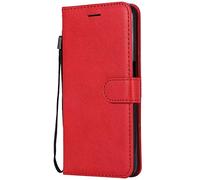 for Realme GT 6 Phone Case, Premium Folio Leather Shockproof Notebook Wallet Case with Kickstand Card Slots Magnetic Closure Soft TPU Bumper Flip Full Protective Skin Cover red