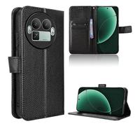for Realme GT8 Pro Magnetic Wallet Flip Stand Vintage PU Leather Slim Fit Cards Slots Shockproof Bumper Phone Case Cover black