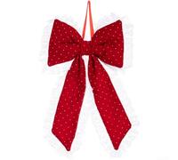 for Red for polka Dot Bow Christmas Tree Ornament with Lace Trim, | Festive Holiday Decoration for Home Garden Party, For Polyester Fabric Hanging Decor with Sparkling Accents,(s:40*26cm)