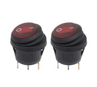 for Red Led Rocker Switch, 12v 20a Round for toggle for Red Led | for toggle | for Car Boat Truck Interior Control Panel | 3-Pin Illuminated Metal Button with Keyhole Slot (Pack of 2)