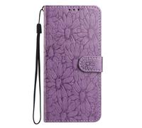 for Redmi Note 14 Pro 5G Case, Phone Case Flip Wallet Case Premium Leather Embossed Daisy Design with Stand Magnetic Card Holder Girls Shockproof Cover for Redmi Note 14 Pro 5G,Light Purple