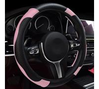 for Renault 5 E-Tech 2024 2025 PU Leather Car Steering Wheel Cover, Anti-Slip Breathable Steering Hood Protector Auto Interior Decor Accessories,G/Pink