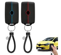 For Renault Key Card Case, Car Key Cover for Renault 5 and Dacia Models, Two-Pack with Lanyards, Soft TPU Silicone Key Fob Holder, Compatible with Clio, Megane, Koleos, Kadjar, Captur, Espace, Duster