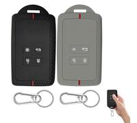 For Renault Key Card Case, Dacia Key Fob Holder, Renault Clio Key Cover, 2-Pack TPU Silicone Car Key Cover, 4-Button Design with Keychain, Compatible with Clio/Captur/Megane Models, Black and Grey Set