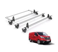 Rhino Roof Rack for Renault Trafic (2014+) 3x Steel Roof Bar & Ladder Roller [Only Fits Standard Roof (H1) with Barn Doors] - Kammbar Fleet - VA3FL/KR27