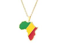 For Republic of CongoStainless Steel African Map Pendant Necklaces Map Jewelry Gold Color Items for Bridal Women Man Party Gifts Earrings Sets Round Ball Jewelry
