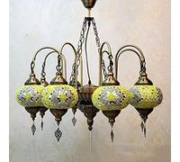 for Restaurant Club Café Western Restaurant,Classical Liquid Mosaic Chandelier,E27 Romantic Turkish Chandelier,Lig Luxury Single Chandelier-Green Copper Section b