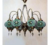 for Restaurant Club Café Western Restaurant,Classical Liquid Mosaic Chandelier,E27 Romantic Turkish Chandelier,Lig Luxury Single Chandelier-Green Copper Section b