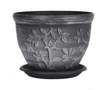 For Retro Textured Outdoor Plant Vessel, Sturdy Resin Potted Holder, All-weather Practical Pot For Courtyard Balcony Green Plant Cultivation(H)