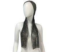 For Rhinestone Mesh For Head Scarf Crystal For Head Wrap Shining Turban With Long Tail For Nightclub Stretchab