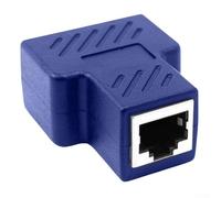 For RJ45 Ethernet Network Connector Splitter Adapter with Dual Connection for Seamless Sharing of Internet Access on Two Devices (Blue)