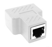 For RJ45 Network Connector Ethernet Splitter Adapter with Dual Connection and Lightweight Portable Factor (White)