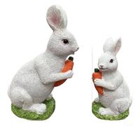 For Robust Resin Garden Figure Rabbit for White 8 x 11 cm for Robust | Hand painted, cute design, holds carrot, durable material, for indoor and outdoor use