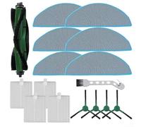 For Roomba 105 and For Combo Q0520 Replacement Parts 16 Piece Set with Main Brush, Mop Cloths, Side Brushes, Filter