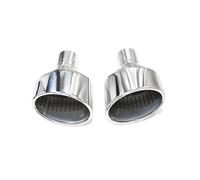 For RS5 RS6 For A6 Matte Exhaust Tips 2pcs 2.5" Inlet Car Muffler Modified Tailpipe Stainless Steel Black Slant Oval Outlet(Silver)