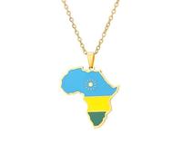 For Rwanda Stainless Steel African Map Pendant Necklaces Map Jewelry Gold Color Items for Bridal Women Man Party Gifts Earrings Sets Round Ball Jewelry