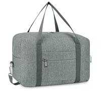 for Ryanair Cabin Bags 40x30x20 Underseat Foldable Travel Duffel Bag Holdall Tote Carry on Hand Luggage Overnight for Women and Men 20L (Grey (with Shoulder Strap))