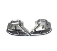 For S-Class W222 2018 2019 2020 Tailpipe Exhaust Pipe Tip Head Muffler Tailpipe(Silver)