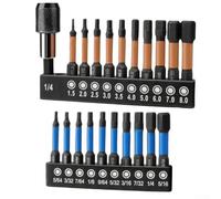 for s2 Steel for impact Hex Head Drill Bit Set 21-Piece Magnetic Tip | 50mm Metric for sae Sizes Quick Change Shank for Professional Mechanics Home Improvement Tasks