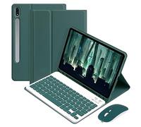 For Sam sung Galaxy Tab S9 11" 2023 (Model: SM-X710 / SM-X716B / SM-X718U) Tablet Protective Case Bluetooth Keyboard (Dark Green)