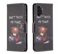 for Samsung A13 4G/5G Case, Samsung Galaxy A04S Case Shockproof Slim Leather Flip Pouch Wallet Phone Silicone Cover with Magnetic Stand Card Holder Slot Protective Smartphone Cases Chainsaw Bear