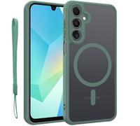 for Samsung A16 4G/5G Magnetic Case, Upgraded [with Lanyard Strap] [Full Camera Protection] [Compatible with Magsafe] Frosted Translucent Slim Thin Phone Case,for Samsung A16 case 6.7 Inch-Green