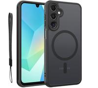 for Samsung A16 4G/5G Magnetic Case, Upgraded [with Lanyard Strap] [Full Camera Protection] [Compatible with Magsafe] Frosted Translucent Slim Thin Phone Case,for Samsung A16 case 6.7 Inch-Black