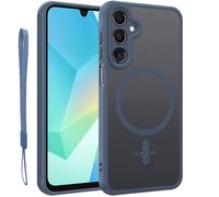 for Samsung A16 4G/5G Magnetic Case, Upgraded [with Lanyard Strap] [Full Camera Protection] [Compatible with Magsafe] Frosted Translucent Slim Thin Phone Case,for Samsung A16 case 6.7 Inch-Blue
