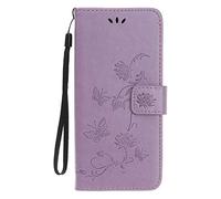 for Samsung A17 5G Case Galaxy A17 Case Flip Cover PU Leather Wallet Lotus Butterfly Magnet Closure Card Holder Stand Silicone Bumper Shockproof Case for Samsung Galaxy A26 5G/ A16 Light Purple