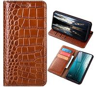 For Samsung A33 5G Leather Phone Case, Luxury Crocodile Texture Genuine Leather Flip Cover Case For Samsung Galaxy A33 5G (6.4") with [ wallet ] (Brown)
