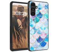 for Samsung A34 5G Case,for Samsung Galaxy A34 5G Case,Tempered Glass Back+Soft Silicone TPU Shockproof Anti-Scratch Protective Phone Case for Galaxy A34 5G,Flash Fish