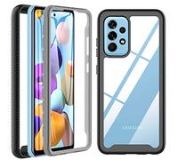 For Samsung A52s/A52 Case, A52s 5G/A52 5G Case, Shockproof Built-in Screen Protector 360° Full-Body Protective Cover Silicone PC Bumper Heavy Duty Phone Case for Samsung Galaxy A52s Black