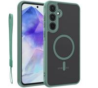 for Samsung A55 5G Magnetic Case, Upgraded [with Lanyard Strap] [Full Camera Protection] [Compatible with Magsafe] Frosted Translucent Slim Thin Phone Case,for Samsung A55 5G case 6.6 Inch-Green