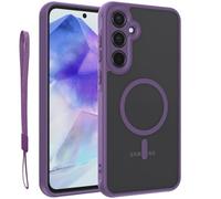 for Samsung A55 5G Magnetic Case, Upgraded [with Lanyard Strap] [Full Camera Protection] [Compatible with Magsafe] Frosted Translucent Slim Thin Phone Case,for Samsung A55 5G case 6.6 Inch-Purple