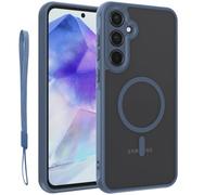 for Samsung A55 5G Magnetic Case, Upgraded [with Lanyard Strap] [Full Camera Protection] [Compatible with Magsafe] Frosted Translucent Slim Thin Phone Case,for Samsung A55 5G case 6.6 Inch-Blue