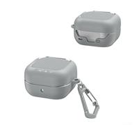 for samsung for galaxy Buds 4 Pro Case Shockproof for tpu Cover with LED Carbon Fibre Texture Anti-Scratch Protective Skin(light gray)