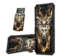for Samsung Galaxy A03S Case, Black Shock-Absorbing TPU with Kickstand Detachable IDs Credit Card Slot Wallet Case for Samsung A03S,Black Gold Deer King