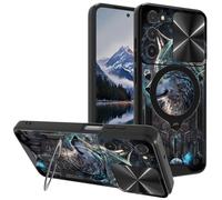 for Samsung Galaxy A03S Case, with Slide Camera Cover&Shockproof Bracket, Dual Layer Durable Heavy Duty Protective Cell Phone Case for Samsung A03S,Feathers Wolf Warrior