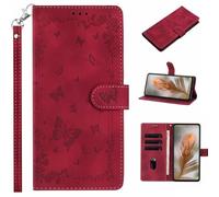 for Samsung Galaxy A05S 4G Case, Butterfly Embossed Flip Shockproof PU Leather Phone Cover for Samsung Galaxy A05S 4G Protective Phone Cases Wallet Magnet Closure Kickstand, Card Slots red