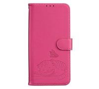 for Samsung Galaxy A05S 4G Case Embossed Cat Premium Leather Flip Wallet Phone Case Cover Shockproof Cover Stand with Card Slots Phone Case For Samsung Galaxy A05S 4G,rose red