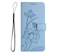 For Samsung Galaxy A05S 4G Case, Flip Folio Case Premium PU Leather Lotus Shockproof Book Phone Cover, Wallet Stand Magnetic Closure Card Holder Slot case For Samsung Galaxy A05S 4G blue