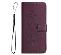 For Samsung Galaxy A05S 4G Case, Flip Folio Case Premium PU Leather Lotus Shockproof Book Phone Cover, Wallet Stand Magnetic Closure Card Holder Slot case For Samsung Galaxy A05S 4G wine red