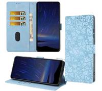 for Samsung Galaxy A05S Case, Flip Shockproof Wallet Case PU Leather Embossed Flower with Stand Magnetic Money Pouch Folio Bumper Gel Protective Phone Cover for Samsung Galaxy A05S sky blue