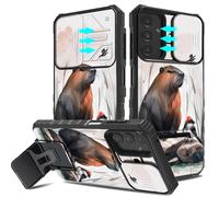 for Samsung Galaxy A05S Case, Hidden Camera Cover Foldable Kickstand Shockproof Anti-Scratch Anti-Fingerprint Slim Full Body Protection Case for Galaxy A05S 6.7", Cute Capybara Bird