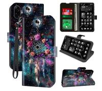 for Samsung Galaxy A07 Wallet Phone Case with RFID Blocking, 4 Card Holders, Kickstand, Wrist Strap - Magnetic PU Leather Flip Protective Cover Case for Samsung A07, Cosmic Stars&Dream Catcher