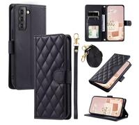 for Samsung Galaxy A10 Case with Card Holders Lanyard, Flip Wallet Crossbody Cover Shockproof Luxury PU Leather Purse Women Kickstand Magnetic Closure Phone Case for Samsung Galaxy A10, black