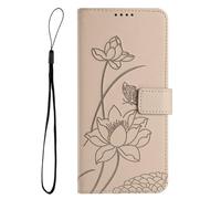 For Samsung Galaxy A13 Case, Flip Folio Case Premium PU Leather Lotus Shockproof Book Phone Cover, Wallet Stand Magnetic Closure Card Holder Slot case For Samsung Galaxy A13 beige